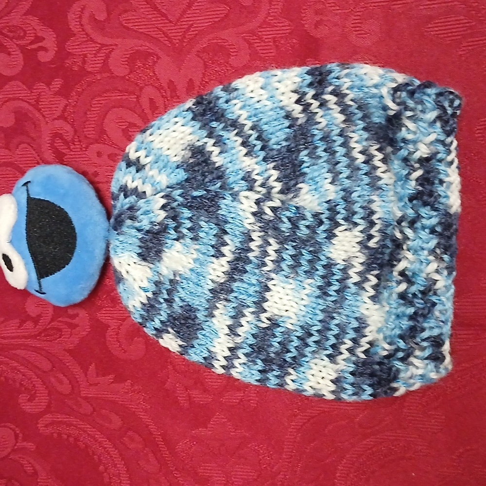 Colorful Knitted BIG BIRD AND COOKIE MONSTER Beanies SET OF TWO - Picture 2 of 5